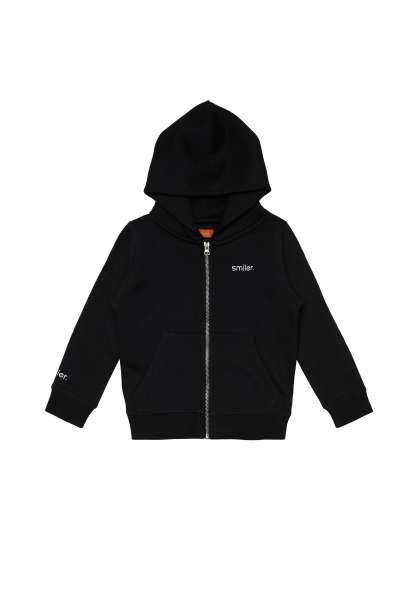 Kids Sweatshirtjacke &quot;mini-grin.&quot; mit Label-Stickerei - schwarz