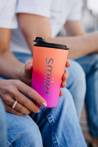 smiler. - Thermo Becher orange/pink