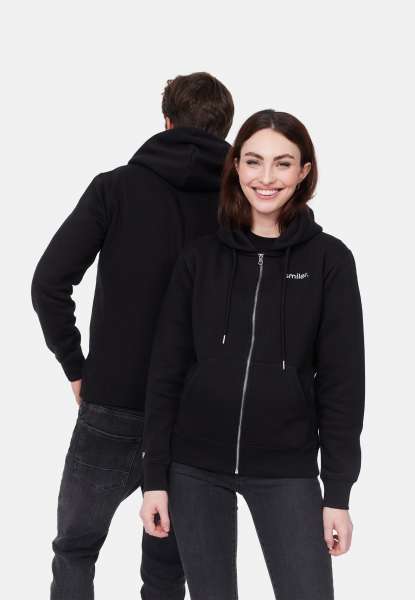 Sweatshirtjacke &quot;grin.&quot; mit Label-Stickerei - schwarz