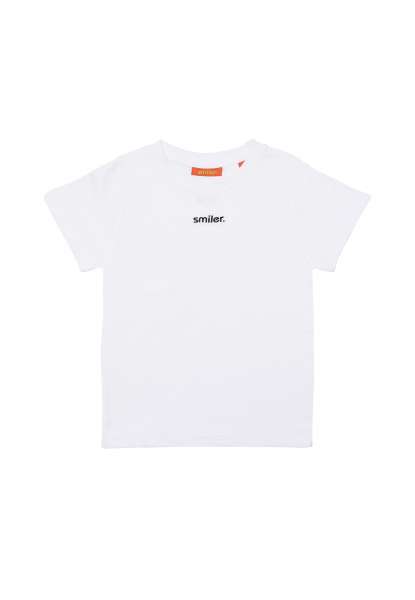 Kids T-Shirt &quot;mini-laugh.&quot; mit Label-Stickerei - weiß