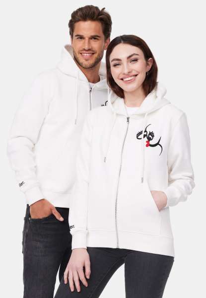 smiler. Zipjacke &quot;grin.&quot; mit Label-Stickerei - weiß