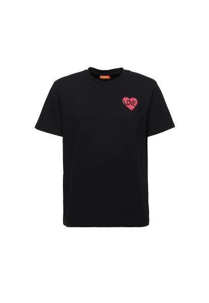 smiler. T-Shirt &quot;laugh.&quot; mit Label-Stickerei - schwarz
