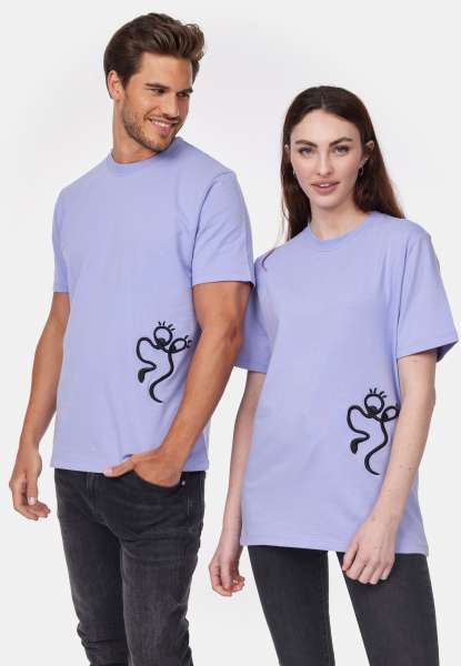 smiler. T-Shirt &quot;laugh.&quot; mit Label-Stickerei - flieder
