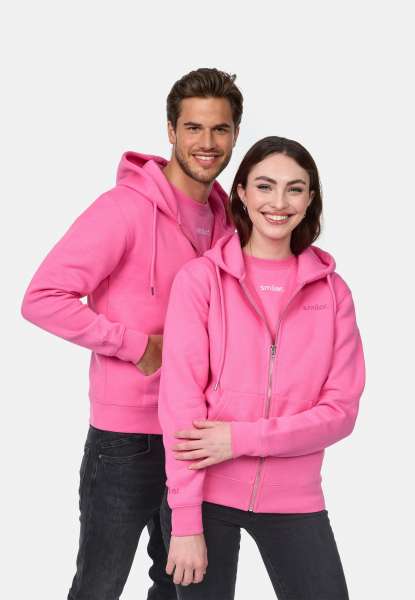Sweatshirtjacke &quot;grin.&quot; mit Label-Stickerei - pink