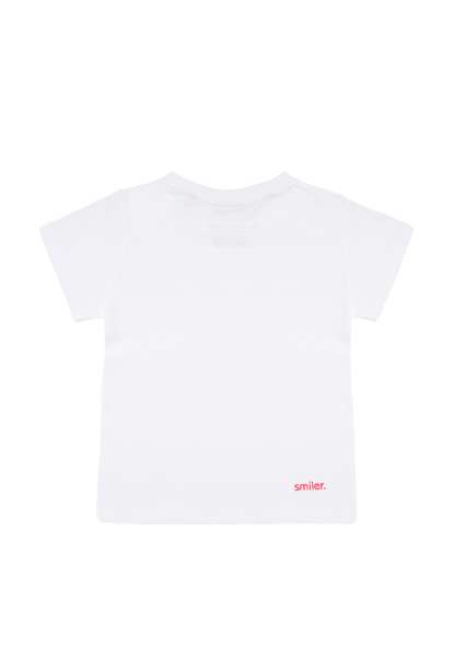 smiler. Kids T-Shirt &quot;mini-laugh.&quot; mit Label-Stickerei - weiß