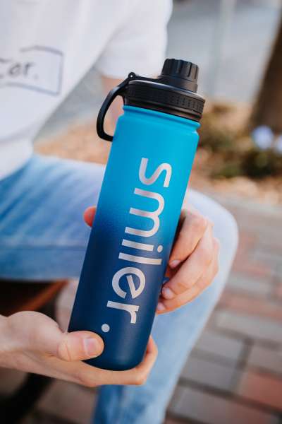 smiler. - Thermo Bottle blau