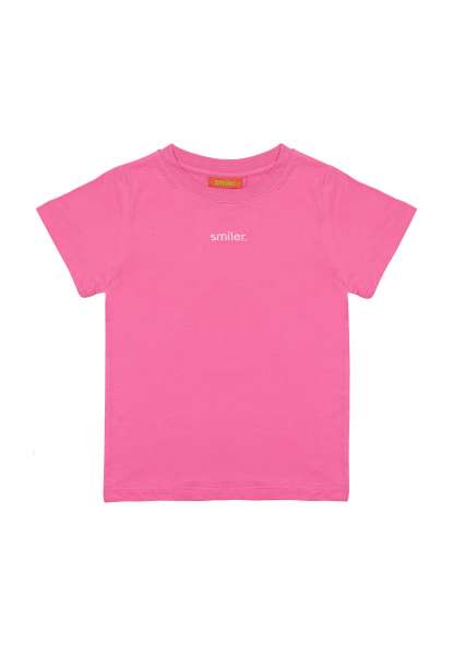 Kids T-Shirt &quot;mini-laugh.&quot; mit Label-Stickerei - pink