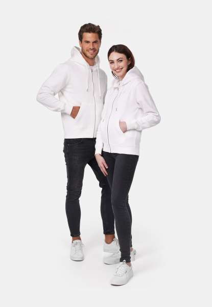 Sweatshirtjacke &quot;grin.&quot; mit Label-Stickerei - weiß